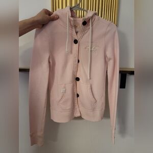 Hollister Light Pink Button-Up Hoodie